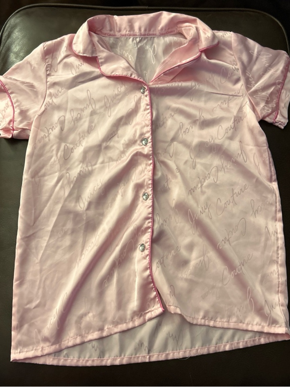 Juicy Couture Light Pink Satin Button-Front Pajama Top